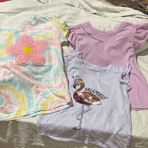 Colorful 7 Kids' T-Shirt Set tie dye sequined flutter sleeve euc like new